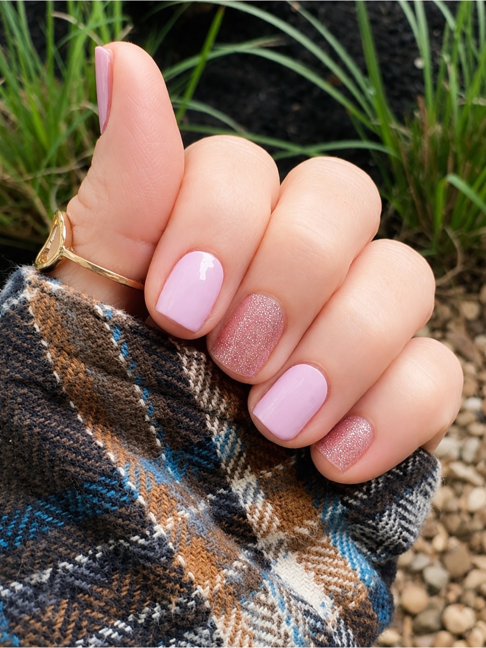 Soft Pink Clean Girl Nail Wraps | Glossy & Glitter Accent | Easy At-Home Mani